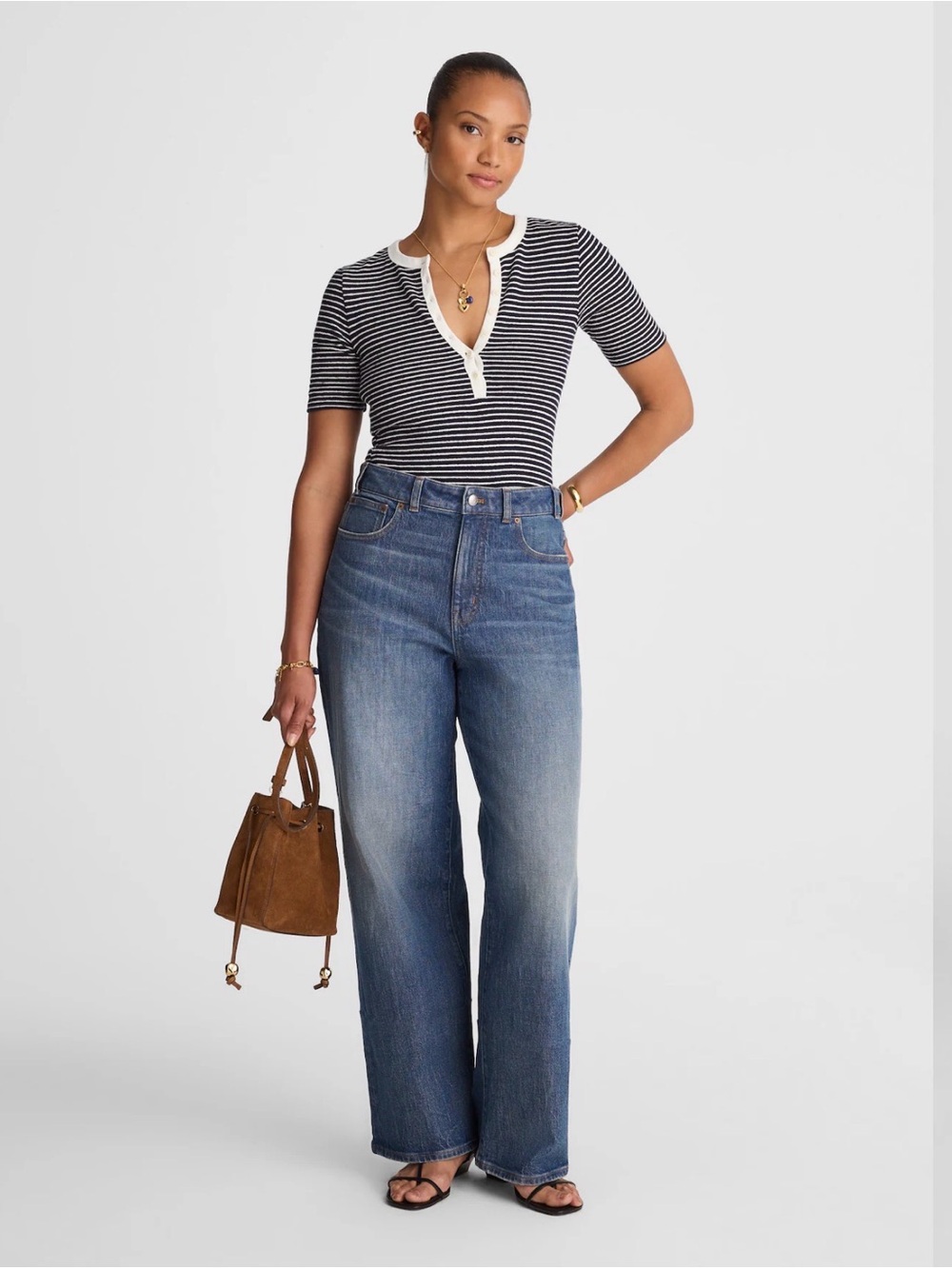 The Curvy Perfect Vintage Wide-Leg Jean Harvey Wash Sz 30